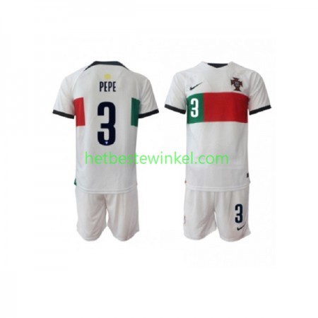 Portugal PEPE 3 Voetbalshirts Kind Uit WK 2022(+ Korte broeken)